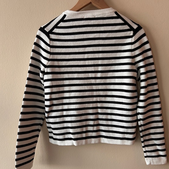 Quince 100% Organic Cotton Sweater Jacket black/ivory stripe - Picture 8 of 9